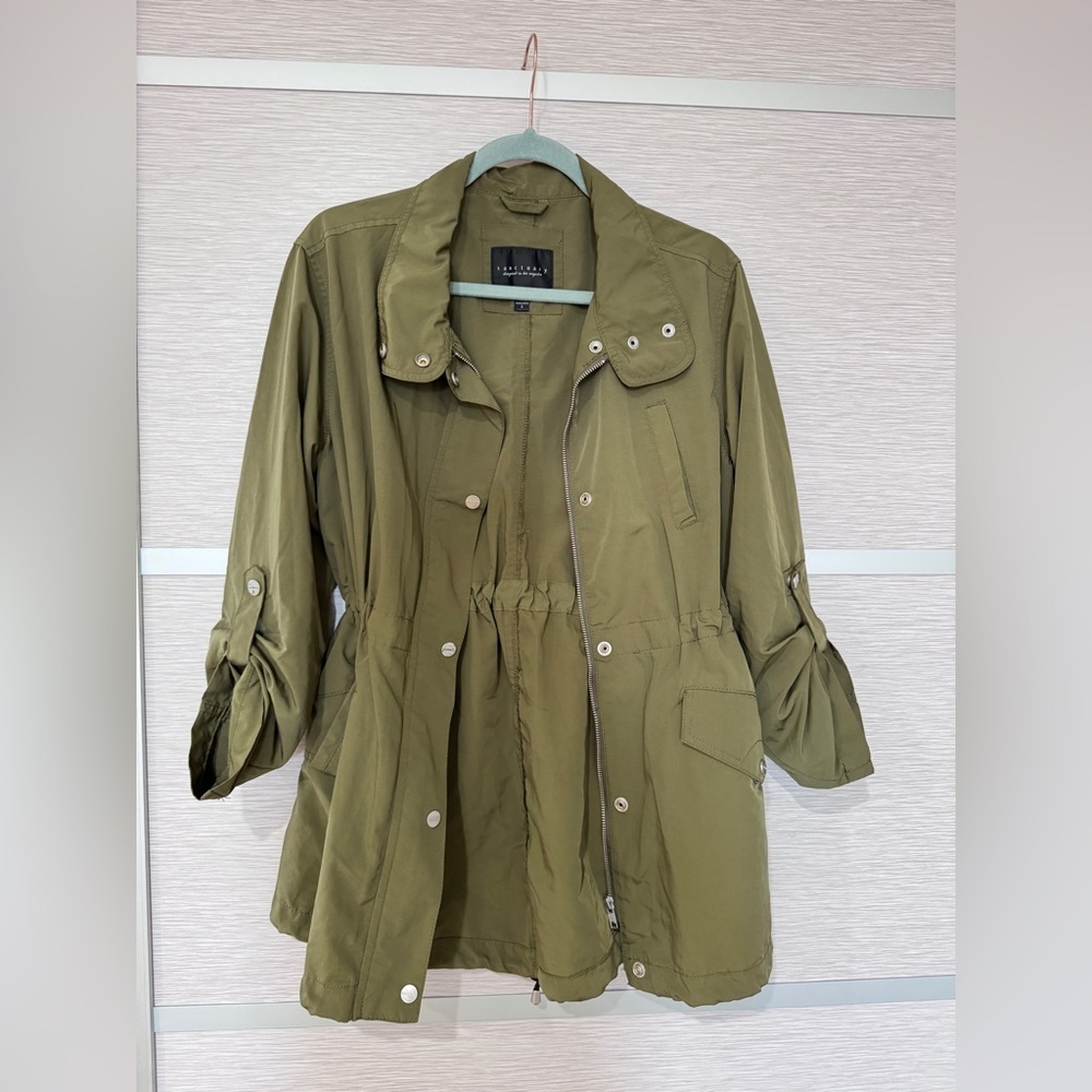 SANCTUARY ARMY GREEN RAIN COAT SIZE SMALL